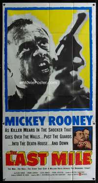 p398 LAST MILE three-sheet movie poster '59 Mickey Rooney on death row!