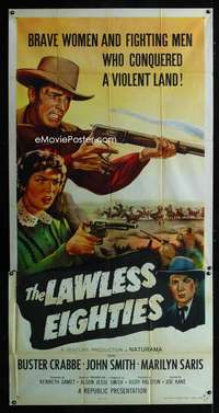 p401 LAWLESS EIGHTIES three-sheet movie poster '57 Buster Crabbe