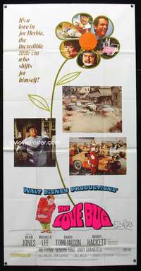 p409 LOVE BUG three-sheet movie poster '69 Disney, Volkswagen Beetle Herbie