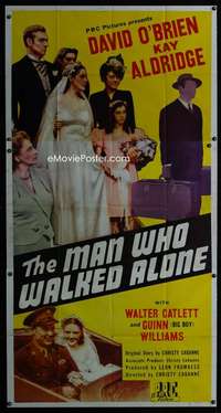 p418 MAN WHO WALKED ALONE three-sheet movie poster '45 at the wedding party!