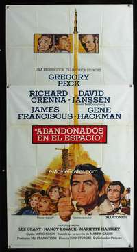 p421 MAROONED Spanish/U.S. three-sheet movie poster '69 Gregory Peck, Gene Hackman