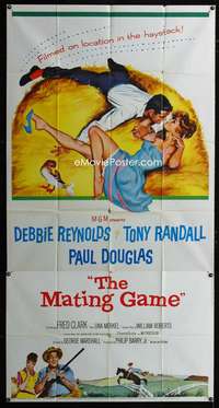 p424 MATING GAME three-sheet movie poster '59 Debbie Reynolds, Tony Randall