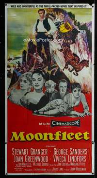 p435 MOONFLEET three-sheet movie poster '55 Fritz Lang, Stewart Granger