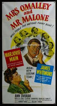 p439 MRS O'MALLEY & MR MALONE three-sheet movie poster '51 Marjorie Main