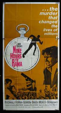 p450 NINE HOURS TO RAMA three-sheet movie poster '63 Horst Buchholz, Godse