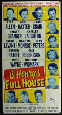 p456 O HENRY'S FULL HOUSE three-sheet movie poster '52 early Marilyn Monroe!