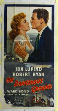 p462 ON DANGEROUS GROUND three-sheet movie poster '51 Nicholas Ray