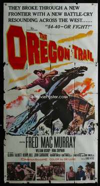 p465 OREGON TRAIL three-sheet movie poster '59 Fred MacMurray, Bishop