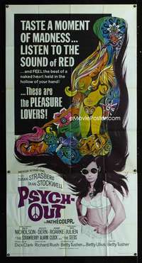 p477 PSYCH-OUT three-sheet movie poster '68 AIP, drugs, sexy Susan Strasberg!