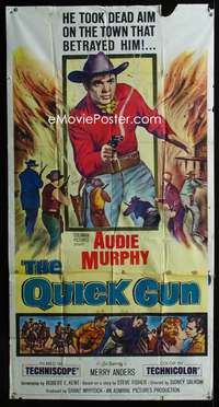p480 QUICK GUN three-sheet movie poster '64 Audie Murphy, cowboy western!
