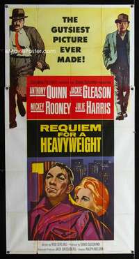 p485 REQUIEM FOR A HEAVYWEIGHT three-sheet movie poster '62 Quinn, boxing!