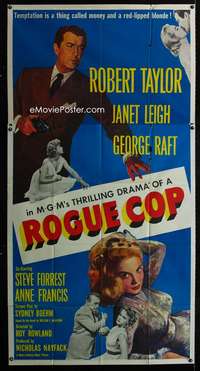 p492 ROGUE COP three-sheet movie poster '54 Robert Taylor, sexy Janet Leigh!