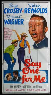 p505 SAY ONE FOR ME three-sheet movie poster '59 Bing Crosby, Debbie Reynolds