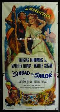 p524 SINBAD THE SAILOR three-sheet movie poster '46 Douglas Fairbanks Jr.