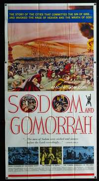 p529 SODOM & GOMORRAH three-sheet movie poster '63 Robert Aldrich, Angeli