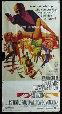 p530 SOL MADRID three-sheet movie poster '68 David McCallum, heroin bust!