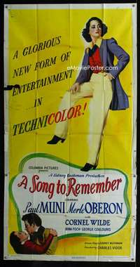 p531 SONG TO REMEMBER three-sheet movie poster '45 Cornel Wilde as Chopin!