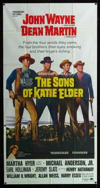 p532 SONS OF KATIE ELDER three-sheet movie poster '65 John Wayne, Martin