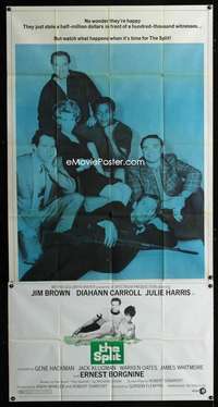 p536 SPLIT three-sheet movie poster '68 Jim Brown, Gene Hackman
