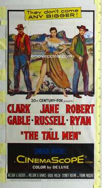 p550 TALL MEN three-sheet movie poster '55 Clark Gable, Jane Russell, Ryan