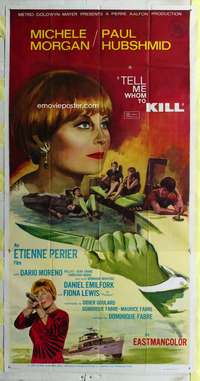 p556 TELL ME WHOM TO KILL three-sheet movie poster '65 deadly Michele Morgan!