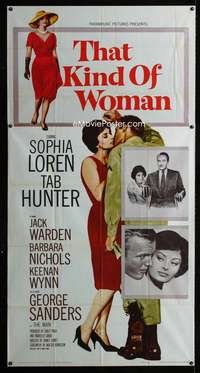 p561 THAT KIND OF WOMAN three-sheet movie poster '59 Sophia Loren, Tab Hunter