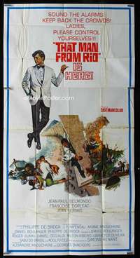 p562 THAT MAN FROM RIO int'l three-sheet movie poster '64 Jean-Paul Belmondo