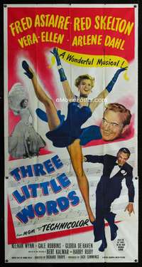 p565 THREE LITTLE WORDS three-sheet movie poster '50 Astaire, Skelton