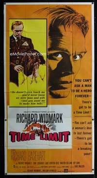 p569 TIME LIMIT three-sheet movie poster '57 Richard Widmark, Korean War