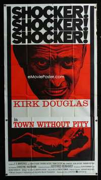 p573 TOWN WITHOUT PITY three-sheet movie poster '61 Kirk Douglas, Marshall