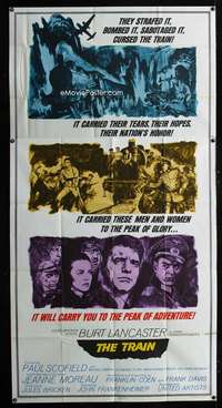 p574 TRAIN three-sheet movie poster '65 Burt Lancaster, John Frankenheimer