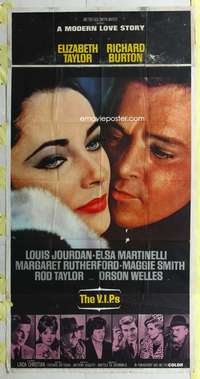 p588 VIPs three-sheet movie poster '63 Elizabeth Taylor, Richard Burton