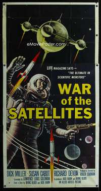 p594 WAR OF THE SATELLITES three-sheet movie poster '58 Roger Corman, sci-fi!