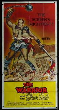 p595 WARRIOR & THE SLAVE GIRL three-sheet movie poster '59 Italian epic!