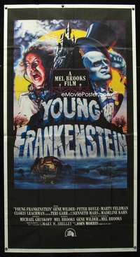 p614 YOUNG FRANKENSTEIN int'l three-sheet movie poster '74 Mel Brooks, Wilder