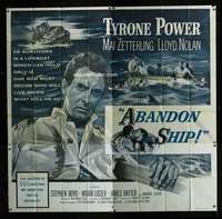 p008 ABANDON SHIP six-sheet movie poster '57 Tyrone Power, Mai Zetterling