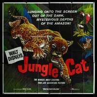 p049 JUNGLE CAT six-sheet movie poster '60 great giant jaguar artwork!