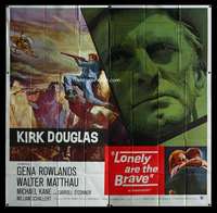 p056 LONELY ARE THE BRAVE six-sheet movie poster '62 Kirk Douglas classic!