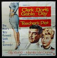 p096 TEACHER'S PET six-sheet movie poster '58 Doris Day, Clark Gable