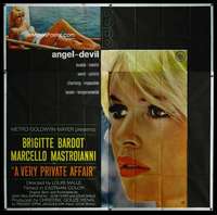 p104 VERY PRIVATE AFFAIR six-sheet movie poster '62 sexy Brigitte Bardot!