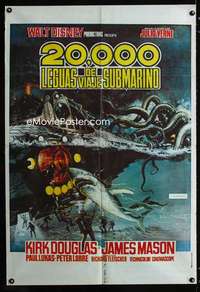 p624 20,000 LEAGUES UNDER THE SEA Argentinean movie poster R70s Verne