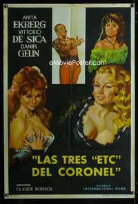 p626 3 ETCs & THE COLONEL Argentinean movie poster '60 Ekberg, De Sica