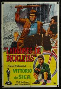 p636 BICYCLE THIEF Argentinean movie poster '48 De Sica classic!