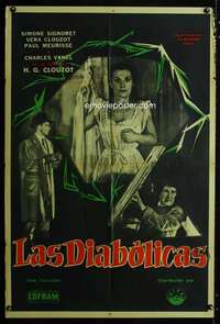 p665 DIABOLIQUE Argentinean movie poster '55 Signoret, Clouzot