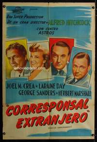 p684 FOREIGN CORRESPONDENT Argentinean movie poster R40s Hitchcock