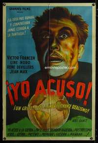 p721 J'ACCUSE Argentinean movie poster '38 Abel Gance French sci-fi!