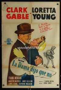 p726 KEY TO THE CITY Argentinean movie poster '50 Gable, Loretta Young