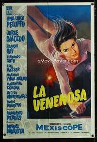 p735 LA VENENOSA Argentinean movie poster '59 sexy Alvara trapeze art!