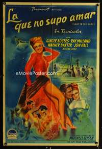 p737 LADY IN THE DARK Argentinean movie poster '44 sexy Ginger Rogers!