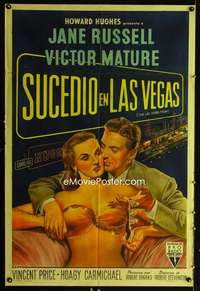 p739 LAS VEGAS STORY Argentinean movie poster '52 sexy Jane Russell!